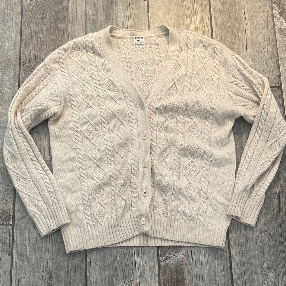 Sunday Best Cream Cable Knit Cardigan
